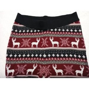 PINK ROSE knit jogger Leggings Womens Small S red black reindeer christmas